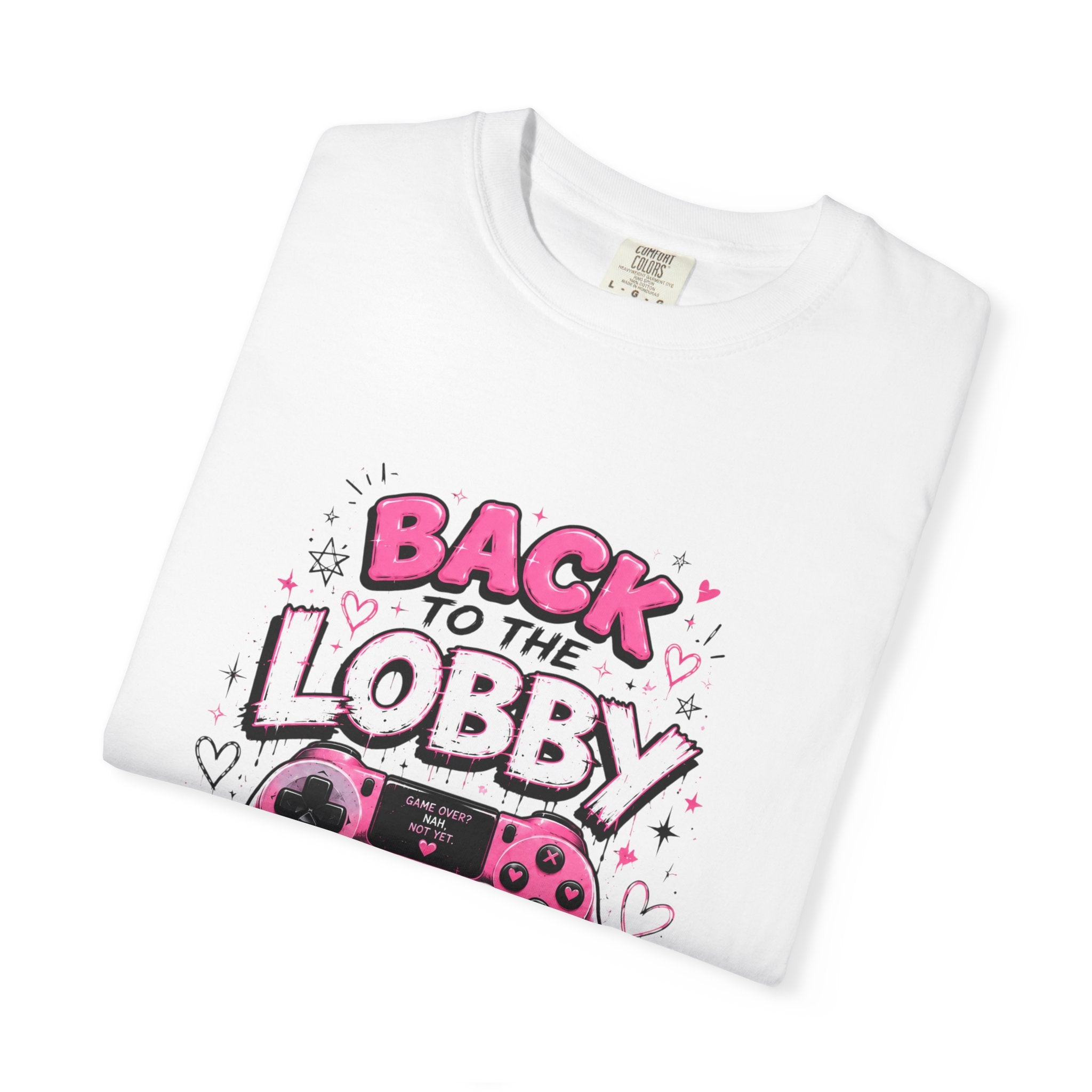 Back to the Lobby Gaming T-Shirt — Pink Controller Graphic Tee for Gamers