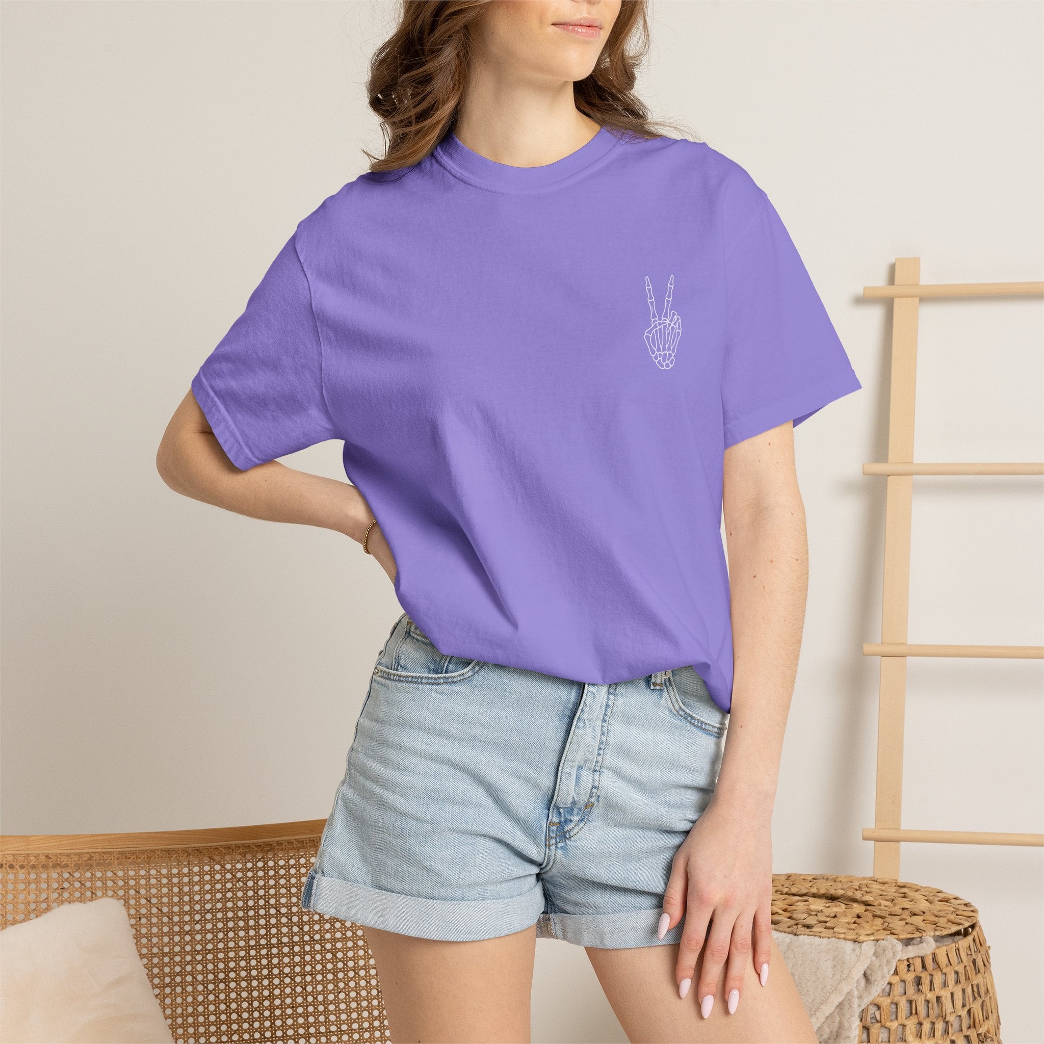 Have The Day You Deserve T-Shirt — Retro Skeleton Peace Graphic