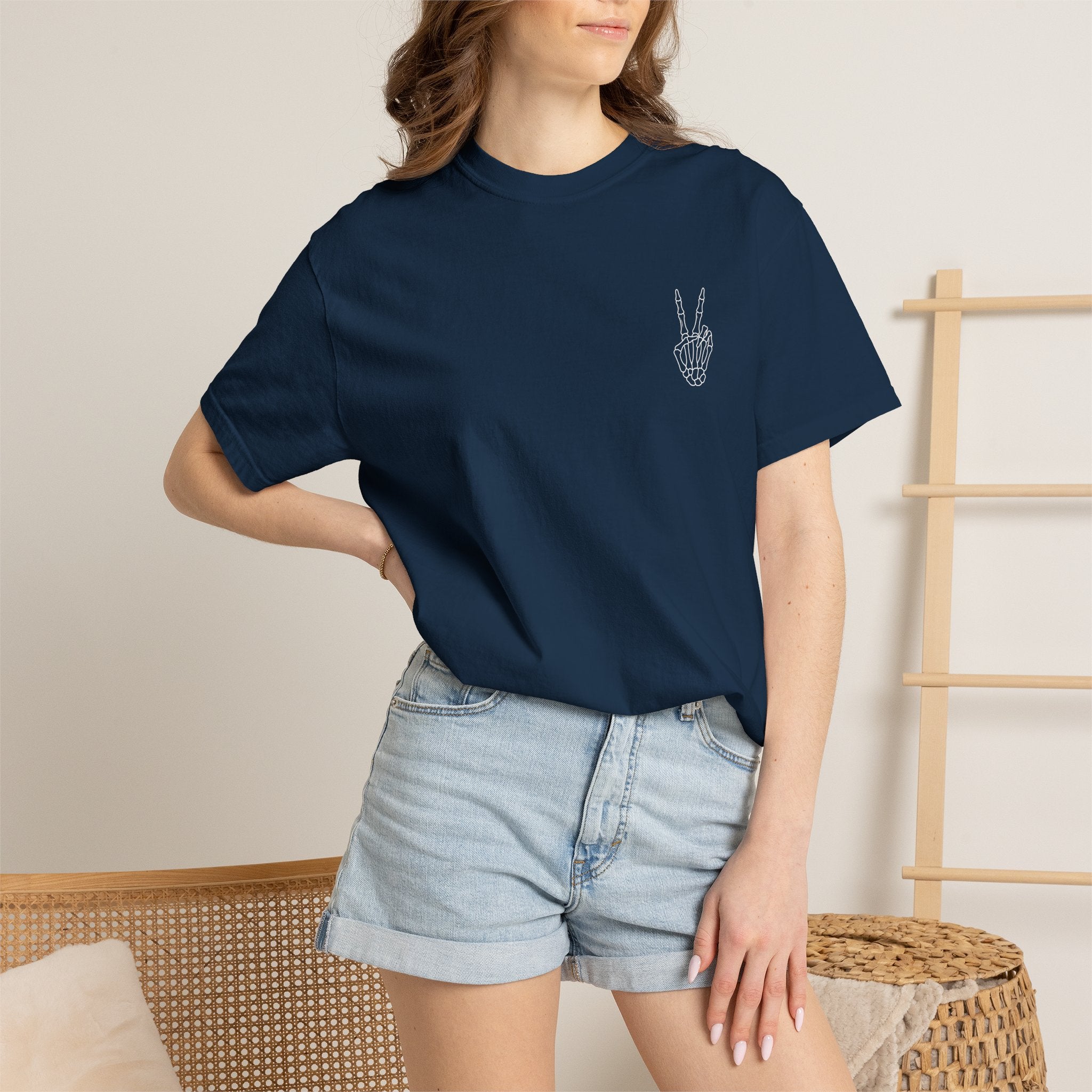 Have The Day You Deserve T-Shirt — Retro Skeleton Peace Graphic