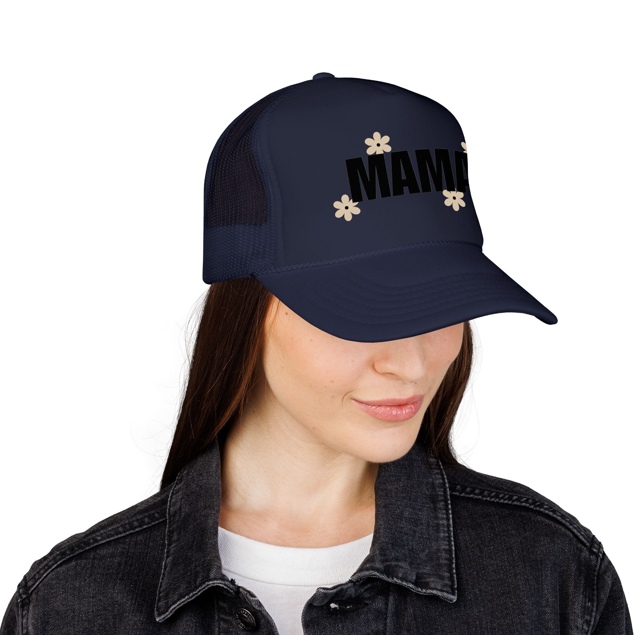 Mama Floral Trucker Hat — Casual Mom Foam Cap for Mother’s Day