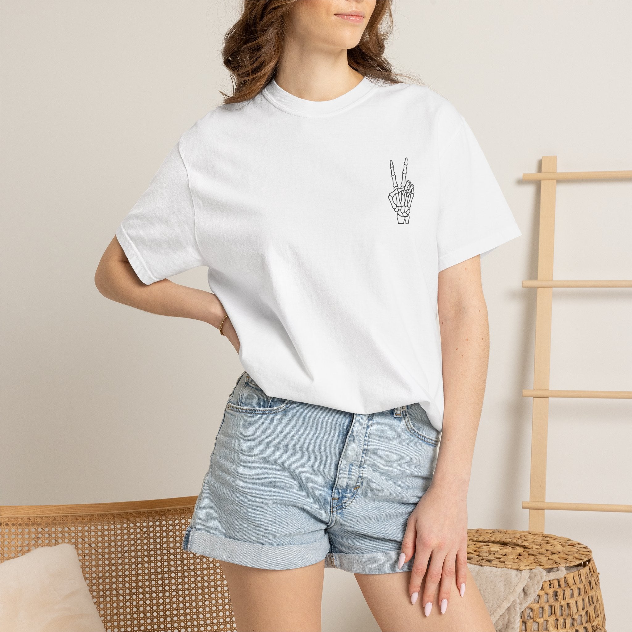 Have The Day You Deserve T-Shirt — Retro Skeleton Peace Graphic