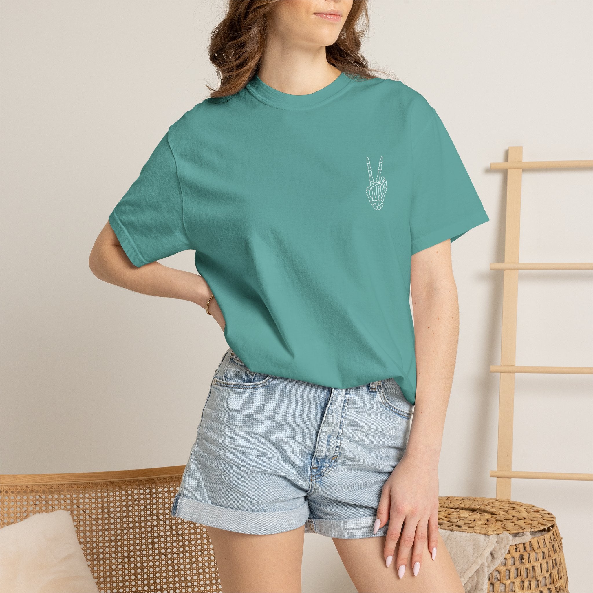 Have The Day You Deserve T-Shirt — Retro Skeleton Peace Graphic
