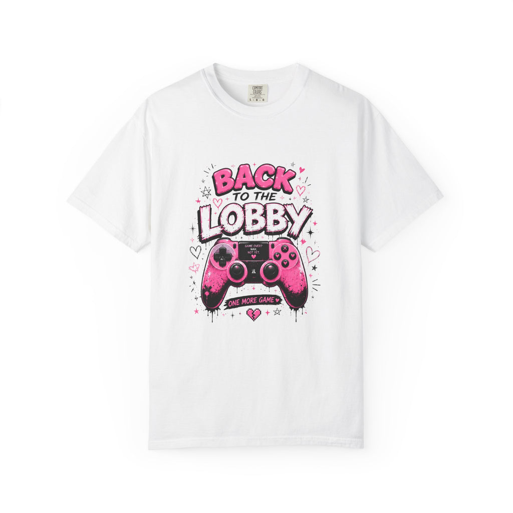 Back to the Lobby Gaming T-Shirt — Pink Controller Graphic Tee for Gamers
