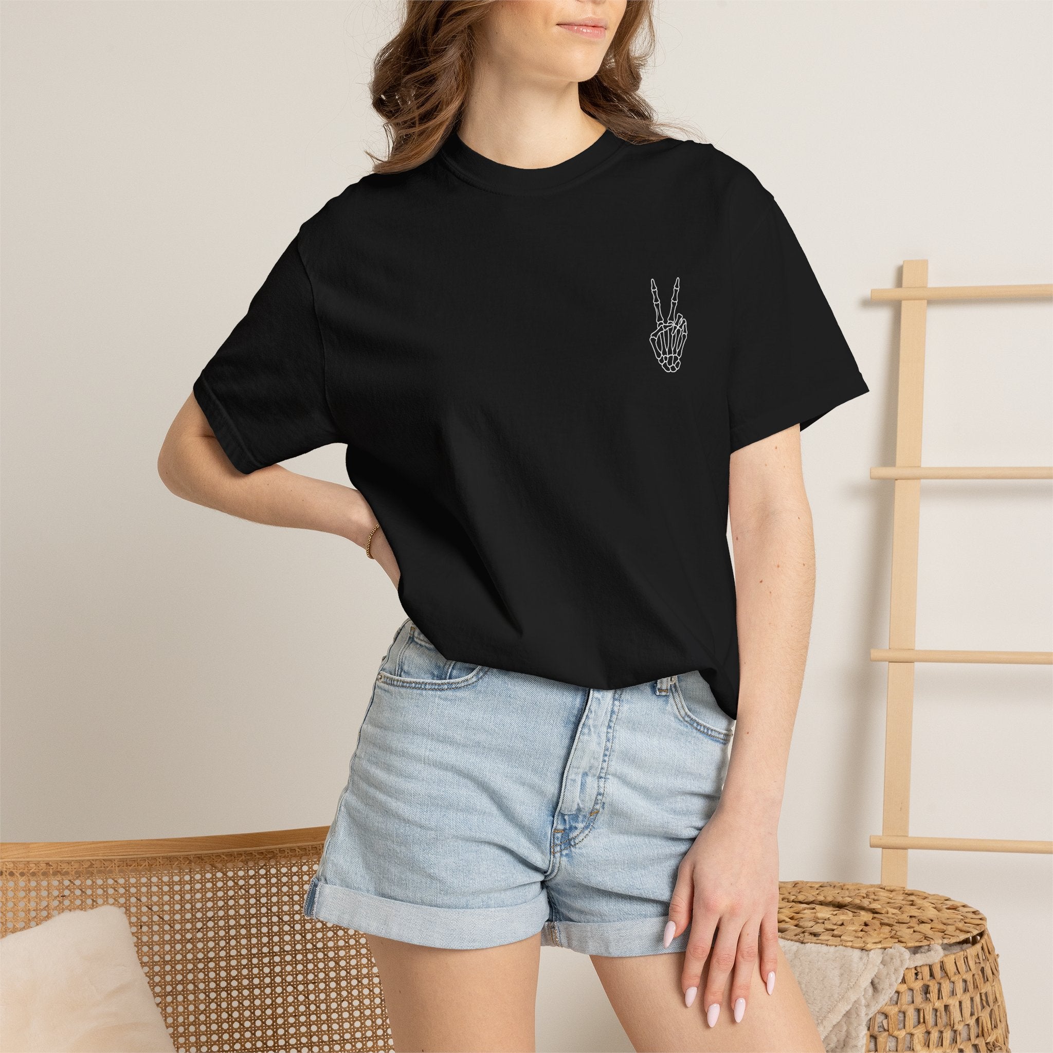 Have The Day You Deserve T-Shirt — Retro Skeleton Peace Graphic
