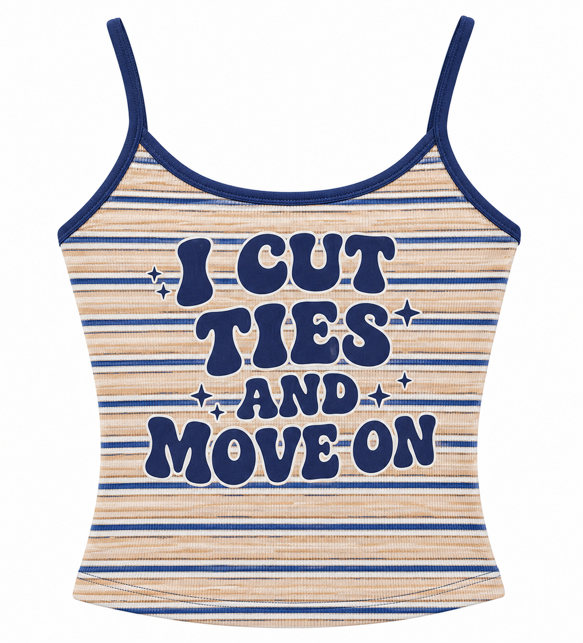 I Cut Ties And Move On™ Retro Stripe Spaghetti Strap Tank