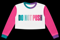 DO NOT PUSH Cropped Long Sleeve Tee – Y2K Colorblock Edition