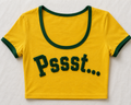 Pssst… Retro Varsity Crop Tee