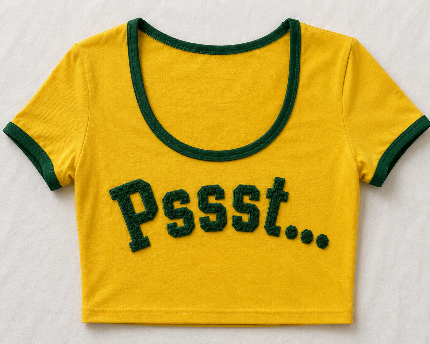 Pssst… Retro Varsity Crop Tee