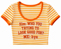 “ME: bye” Retro Stripe Crop Tee