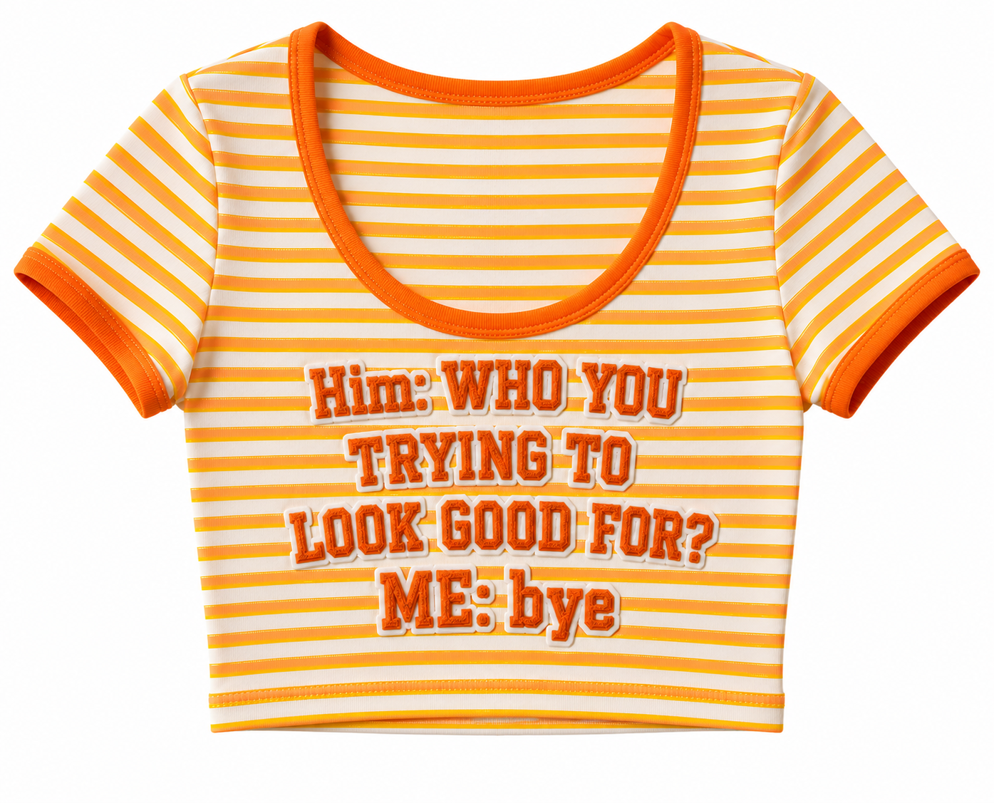 “ME: bye” Retro Stripe Crop Tee